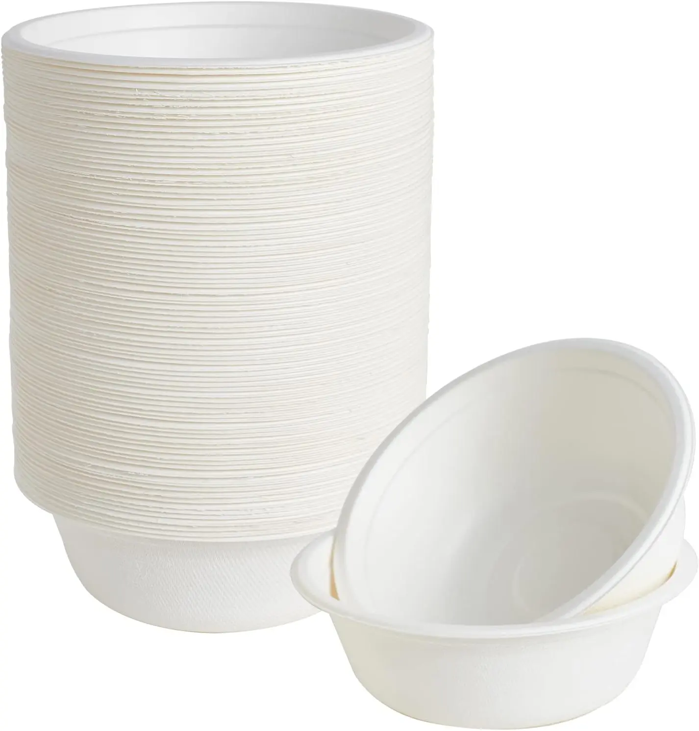 12oz Sturdy Round Bagasse Fiber Disposable Bowls, 150-Pack Bulk Heavy-Duty Biodegradable Compostable Bowls for Salad/Dessert, Camping (Home & Festive Party Disposable Tableware)