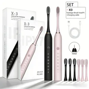 Rechargeable Electric Toothbrush for Adults with 4 Replacement Brush Heads, Deep Cleaning Sonic Toothbrush, Whitening Teeth, Gum Care, Soft Bristles Daily Oral Care