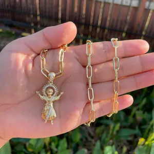 High quality divine child/divino niño paperclip chain no green skin