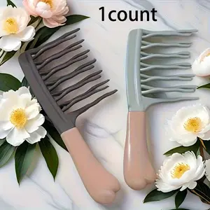 1 piece wavy-tooth curling comb with handle, scalp massage comb, volumizing comb, hair salon anti-static curling styling comb, Durable hairdressing comb, smooths frizz in one comb, prevents hair breakage, relieves scalp stress, Hair Styling Tools