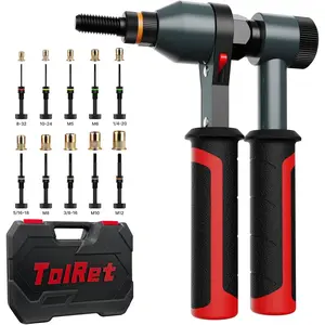 Rivet Nut Tool Rivet Nut Kit, Rivnut Tool Kit with 10 Metric and SAE Mandrels, 100 Pcs Rivet Nuts Assortment Kit, Professional Ratchet Nutsert Tool Kit with Rugged Carrying Case