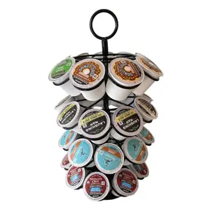 K-Cup Coffee Pod Holder Carousel - Spinning Stand for 36 Pods, Stylish Black Design, Versatile Coffee Pod Holder for Home