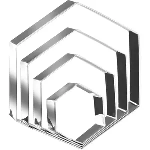 Regular Hexagon Cookie  Set Large Stainless Steel Honeycomb Geometric Frame Plaque Cookie Cutters Shapes Molds 1 Inch Depth