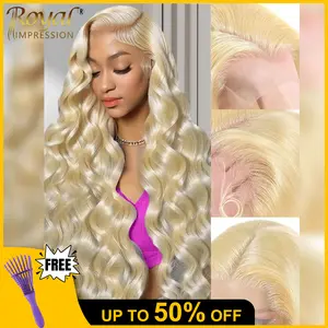 613 Lace Front Wig Human Hair Guaranteed 100% Virgin Human Hair 26 Inch 13x6 Body Wave Blonde Wig Human Hair 200 Density 613 HD Lace Frontal Wigs Takes Color Evenly Streak-Free Triple Lifespan 3X
