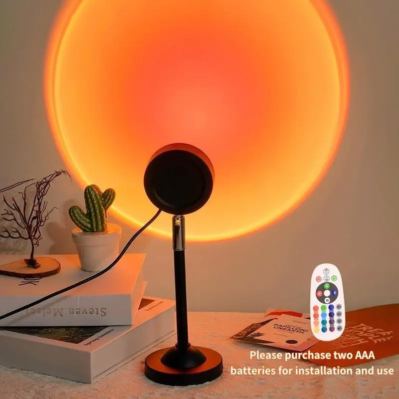 Fall Sunset Lamp Projector Light 180°   Adjustable Sunset Mood Lamp, 4 Modes, Remote Control RGB Ambient Night Light for Bedroom, Gaming Room, Live Streaming Photography & Parties home wall decor party live streaming