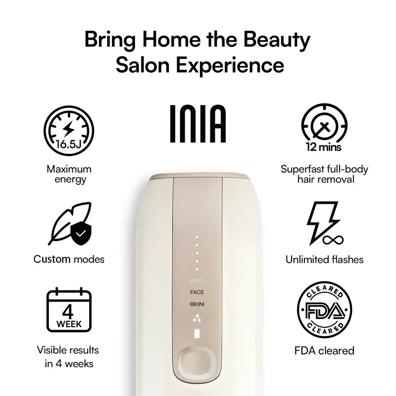 INIA FOND IPL At-Home Laser Hair Removal Device, Hair Root Elimination, 16.5J Energy, Unlimited Flashes, FDA Cleared, 2-Year Warranty, for Women and Men,Best Valentine's Day Gift for Her 6