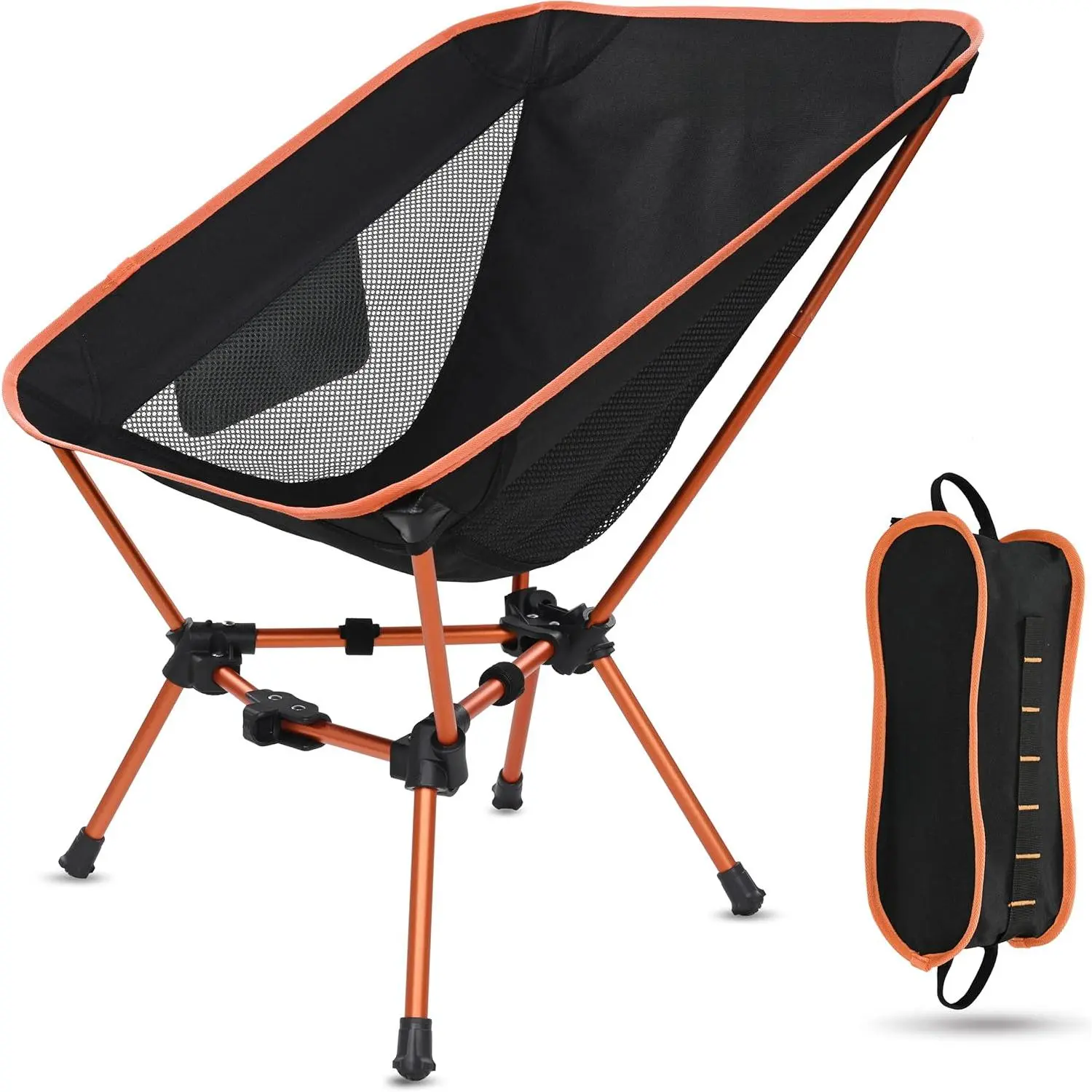 Baby & Maternity Portable Lightweight Folding Camping Chair - 330Lbs Capacity, Compact for Beach, Outdoor Use (Orange), Foldable