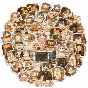 Cozy Cat Cafe Stickers | 50 Waterproof Vinyl Decals for Laptop, Journal, Water Bottle
