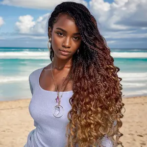 Boho Crochet Braids 9 Packs 24 Inch Goddess Box Braids Crochet Hair for Women Pre-looped Bohemian Crochet Box Braids with Curly Ends Synthetic Braiding Hair Extensions (24inch, 1b/30/27 # )