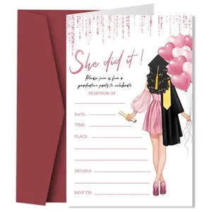 1pc Graduation Invitation Card Set, Includes Envelope & Fillable Invite, Ideal for College Graduates, High School Seniors, Party Supplies