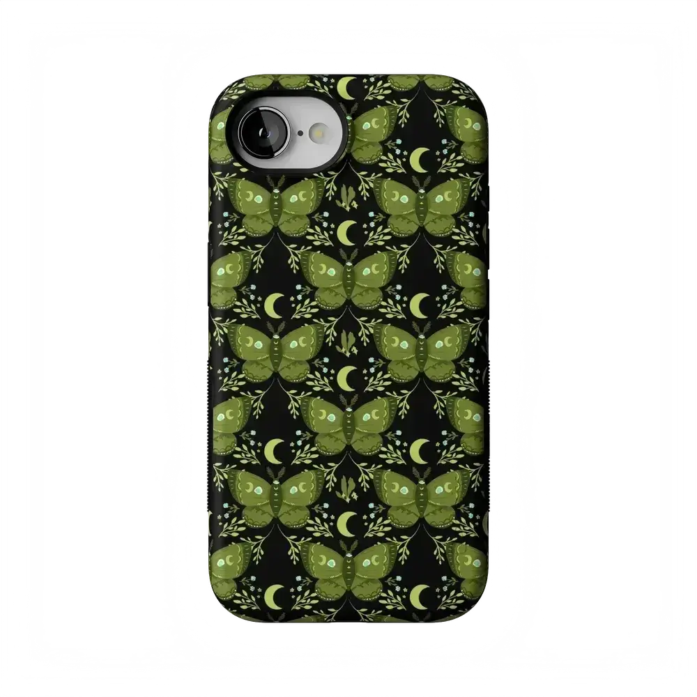 Casely iPhone 17e Case | Mystic Moths | Green Twilight | Bold Protective Design | Compatible with MagSafe
