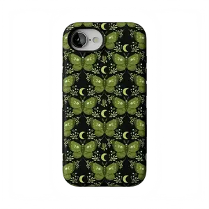 Casely iPhone 17e Case | Mystic Moths | Green Twilight | Bold Protective Design | Compatible with MagSafe