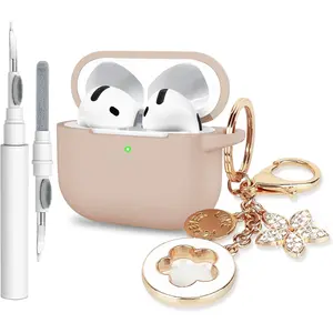Case Cover for Apple Airpods 4 - Airpods 4 Cases 2024 Cover Women Silicone iPods 4 Earbuds Wireless Accessorie Charging Cases Girl Bling Keychain for Airpod iPods 4th Generation