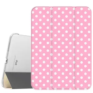 Pink Dot Case for iPad A16 2025 / iPad air 6/ iPad mini 6, Slim Stand Cover with Soft Translucent Frosted Back Pencil Slot, for Samsung Galaxy Tab S9 Tablet Cases