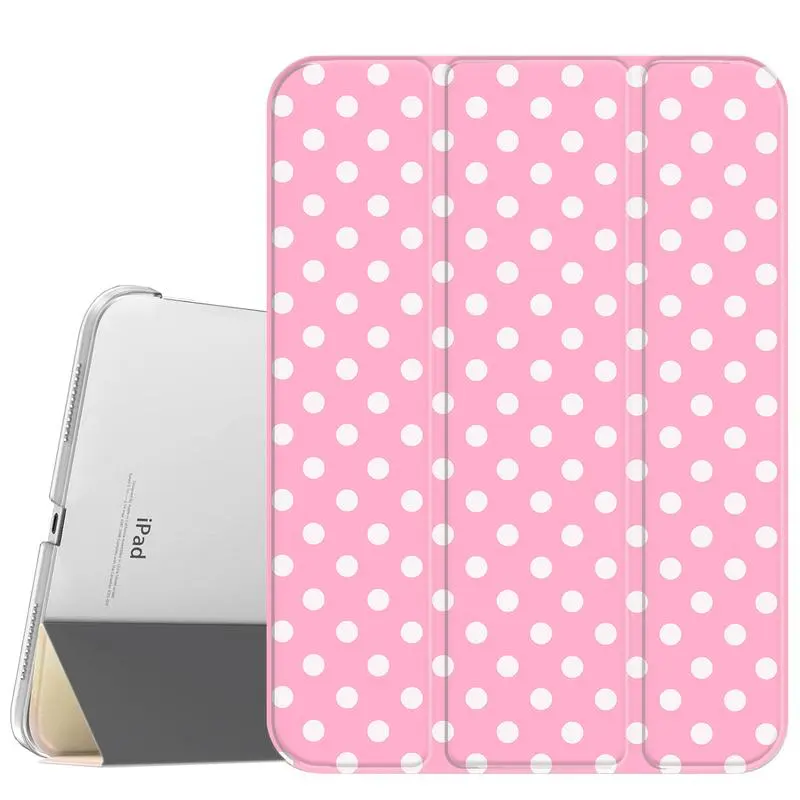 Pink Dot Case for iPad A16 2025 / iPad air 6/ iPad mini 6, Slim Stand Cover with Soft Translucent Frosted Back Pencil Slot, for Samsung Galaxy Tab S9 Tablet Cases