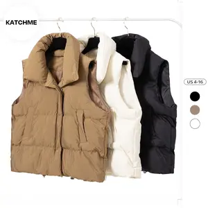 KatchMe Commuter Winter Womenswear Stand Collar Zip-Up Side Pocket Thermal Vest,Basic Womenswear,Vest for Daily Outdoor Wear,Plain Outerwear Jacket