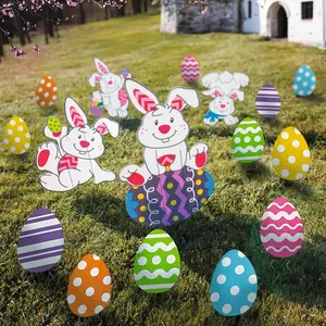 Tumbling Bunnies & Mini Easter Egg Yard Sign Assortment - 28 Pc.