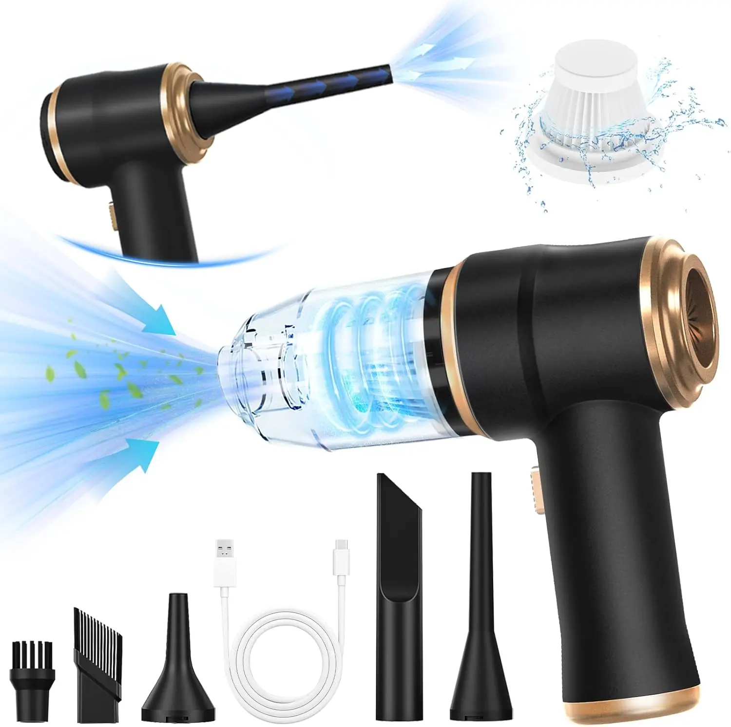 Mini  Vacuum Portable Cordless Handheld Vacuum Cleaner and Air Duster 2 in 1 with Multi-Nozzles for , Computer, Sofa, Office, Pet,