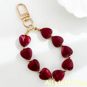 A Light Luxury Style Acrylic Resin Love Heart Mobile Phone Chain Mobile Phone Case Pendant Ornaments Mobile Phone Chain Bag Ornaments Christmas Small Gift Keychain