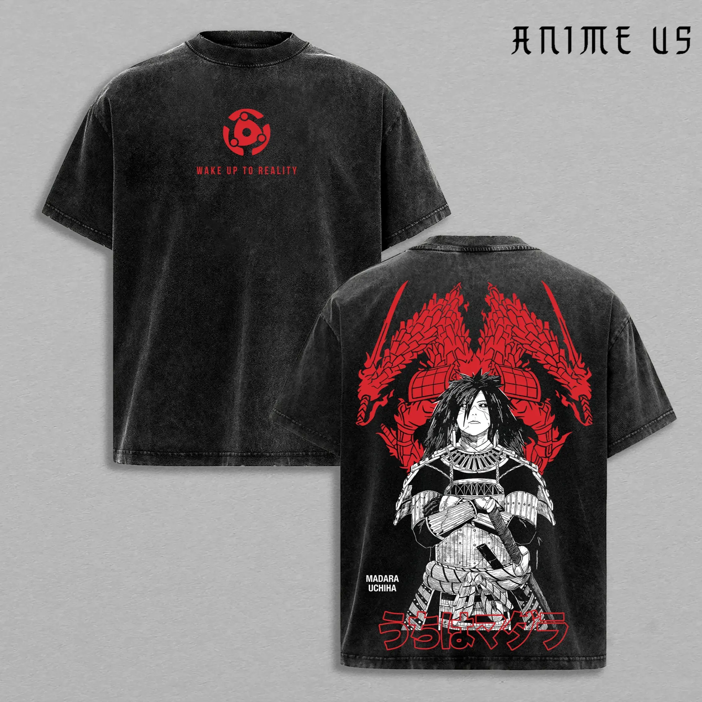 [100% Heavyweight Cotton] Wake Up To Reality Madara Uchiha Vintage Wash Graphic Tee | Oversized Naruto Anime Streetwear | Otaku Fan Apparel | Perfect Father's Day Gift