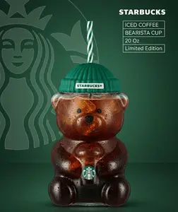 2026 Starbucks Barista Bear Cup Limited Edition Glass Cup Xmas gift 590ml L