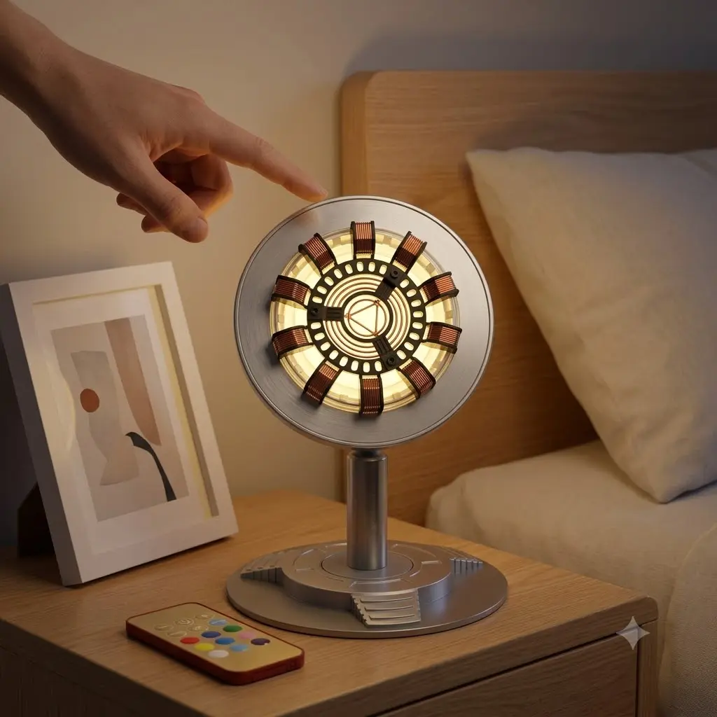 Rechargeable Arc Reactor RGB Night Light For Kids Bedroom, Remote Control Dimmable Sleep Lamp, Unique Marvel Fan Gift For Boys Children
