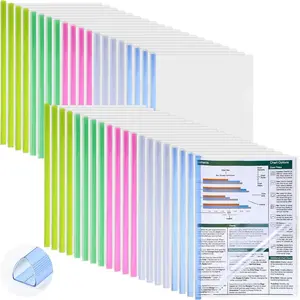 100 Pcs Clear Report Cover with Sliding Bar 50 Sheet Capacity Presentation Binder Transparent Resume Plastic Folder for File Report School Office Cute Color Classic Style
