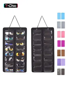 Sunglasses Organizer Storage, Hanging Storage Bag Dust Proof Wall Pocket Glasses Organizer - 16 Felt Slots Sunglass Organizers Holder with Metal Hook and Sturdy Rope, Eyewear Display