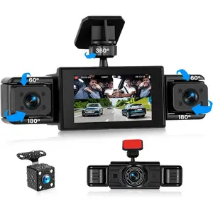4 Channel Dash Cam 360° View,1080P Front and Rear Inside,Left Right Dash Camera for Cars,3" IPS Screen Dash Camera with Loop Recording,G-Sensor,Parking Assistance,24H Parking Monitor