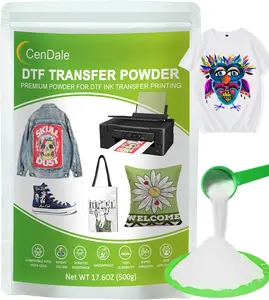 500g/17.6OZ White Hot Melt Adhesive Digital Transfer Powder for Sublimation, Compatible with DTF and DTG Printers, PreTreat Powder for All Fabric Jeans Cotton T-Shirt