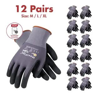 6 - 12 - 24 Pairs MaxiFlex PIP Gloves | High Dexterity, Breathable & Durable | Enhanced Grip, Abrasion Resistance & Comfort for Industrial & DIY Tasks Maxi Flex Seamless Knit Work Gloves for Men and Women