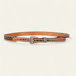 Handtooled  Hat Band - Ace - Honey