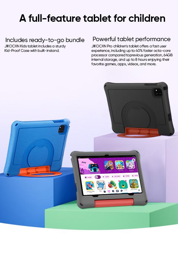 JUNINKE 10-Inch LCD Kids Android Tablet (Android 16), 24GB RAM+64GB ROM, 1TB Expandable Storage, Quad-Core, 1280x800 Display, 5MP Camera, Built-In 6000mAh Batteries, Parental Controls, Shockproof Case, WiFi Enabled, Purple, Manufacturer Warranty, Android