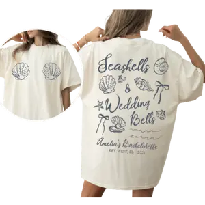 Seashells and Wedding Bells Bachelorette Shirt, Beach Bach Cover Up, Coastal Bridal Party Tee, Key West Girls Trip Shirt, Bride Squad Outfit