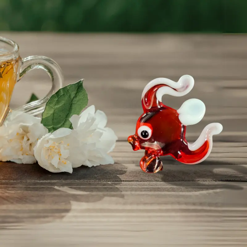 Red Fish Figurine, Mini Glass Murano Quality Lampworking Glass Figurine, Hand Made In Ukraine, A Great Addition To Your Collection