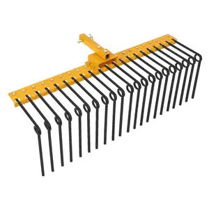 60" Tow-Behind Pine Straw Rake Fits 2" Receiver, Heavy Duty Steel Landscape Rake with 21 Powder-Coated Tines for ATV/UTV/Lawn Tractor,Yellow