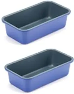 loaf pan baking bread 1lb loaf bread pans for  baking cake 9x5inch set of 2 haze blue non stick coating Royal blue carbon steel