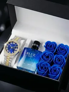 Men's Father's Day Tribute Gift Box, All-Automatic Stylish Quartz Watch with Perfume Set, Premium Fashion Gift for Dad