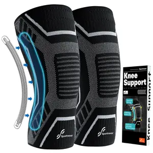 Sportneer Knee Brace with Dual Side Stabilizers \u2013 Maximum Support Compression Knee Sleeve for Men & Women, Anti-Slip Knee Support for Running, Workout, Arthritis, ACL & Pain Relief (Black, Large(18"-20"))