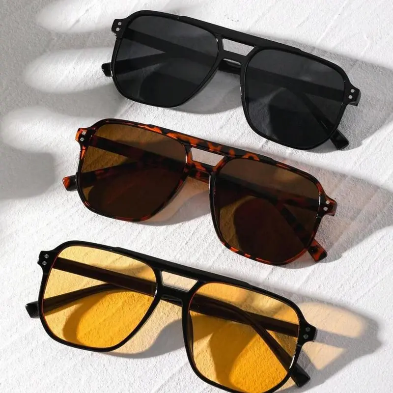 Women's 3-Pair Vintage Full Rim Aviator Sunglasses - Polycarbonate Frame, UV Protection, Assorted Lens Colors, Unisex Casual Summer Outdoor Accessories, Sunglasses for Women, Good Choice to Gift