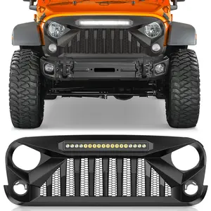 Nilight Front Bumper Grill Cover for 2007 2008 2009 2010 2011 2012 2013 2014 2015 2016 2017 2018 Wrangler JK/JKU Rubicon, & Sahara Sport with LED Work Light Pods Matte Black fathersdaygift