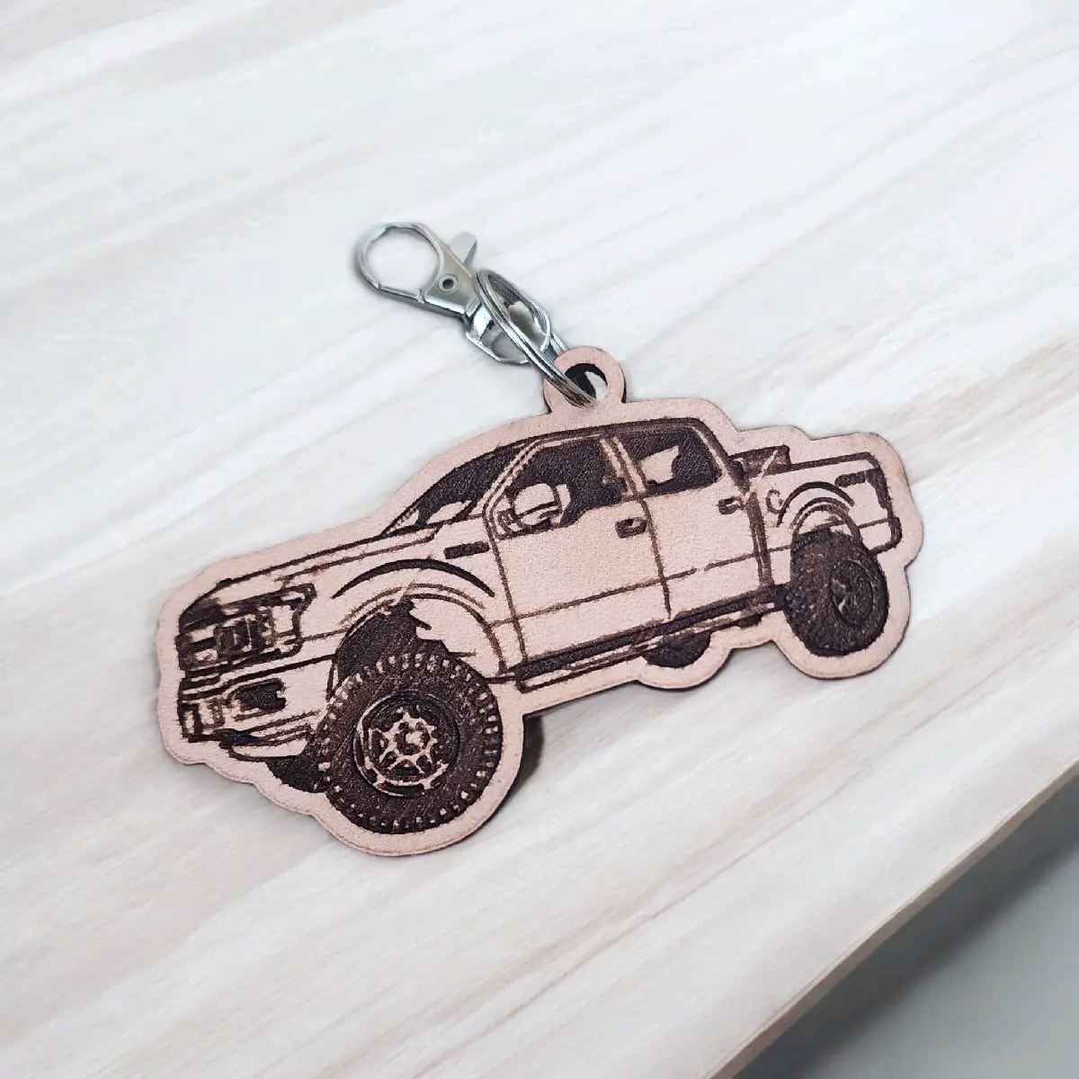 Customizable Engraved Truck Leather Keychain