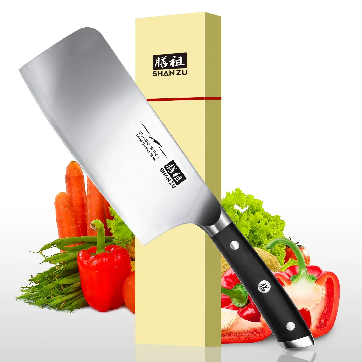 SHAN ZU 7-Inch Chinese-Style Chopper, Paring Knife, and Kitchen Knife Set—Crafted from German High-Carbon Steel; Features an Ergonomically Designed Handle for a Comfortable Grip — summerwins Meatknife Cuchillos Para Carne knives for men