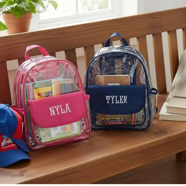 Personalized Clear Backpack: Stadium Bag, Monogrammed PVC, Game Day Bag