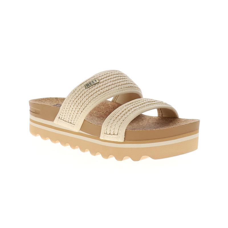 Reef Womens Cushion Vista Hi Platform Slide Casual Sandals Casual Low Heel 1-2" - Beige