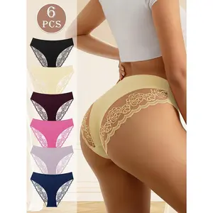 Landa 6PCS - Lace panties - Sexy and alluring for ladies - Seamless and transparent mesh design - Pure cotton crotch - Including size chart - European size  - Women's thong pants - underwear set fresh  undies glam  ensemble
