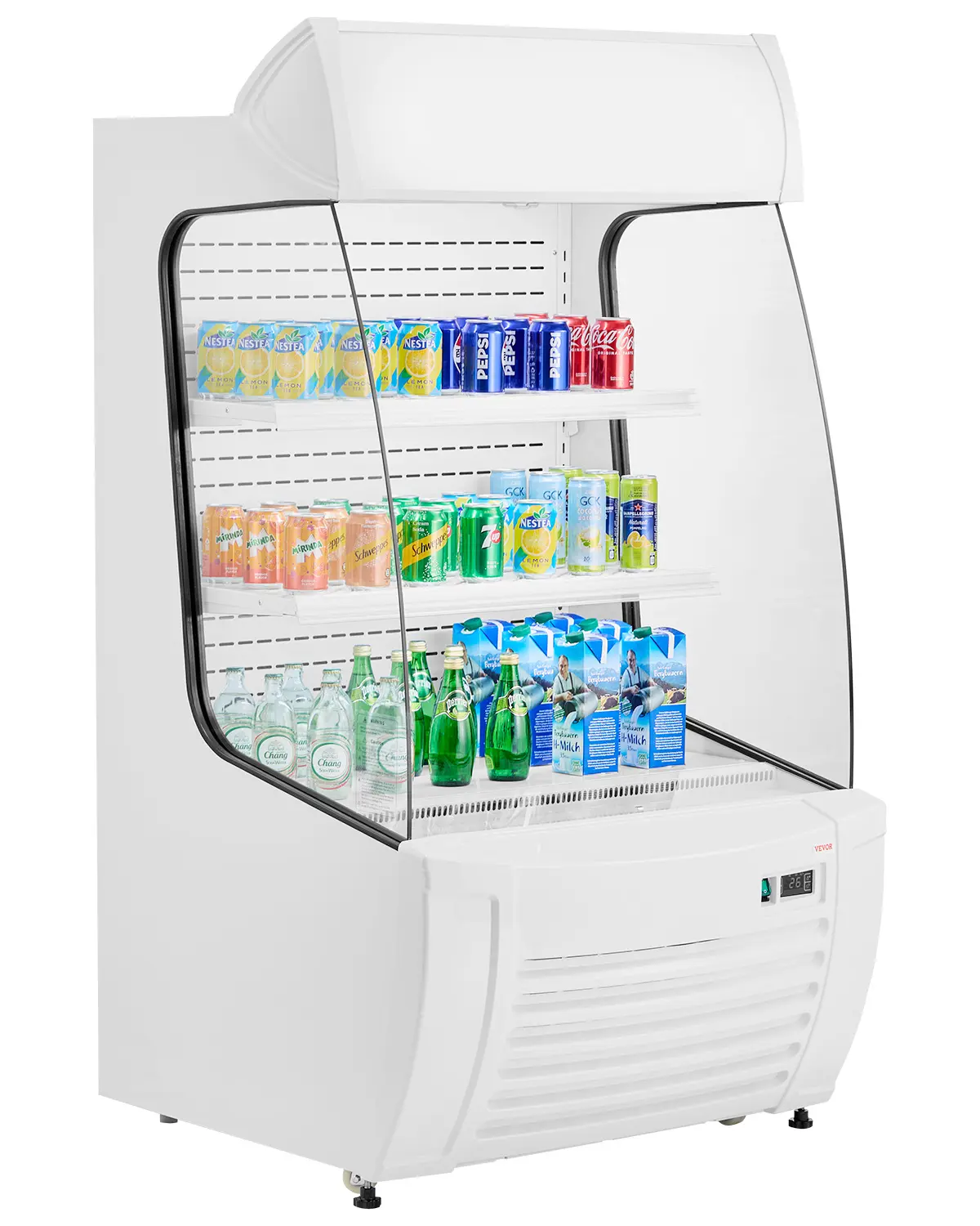 【DealsForYouDays】VEVOR Open Air Merchandiser, 2-Tier Shelving Commercial Refrigerator, Grab and Go Display Cooler Refrigerator with Air Curtain, LED Advertising Light, Fits for Restaurants, Stores, Office, 12.7cu.ft.