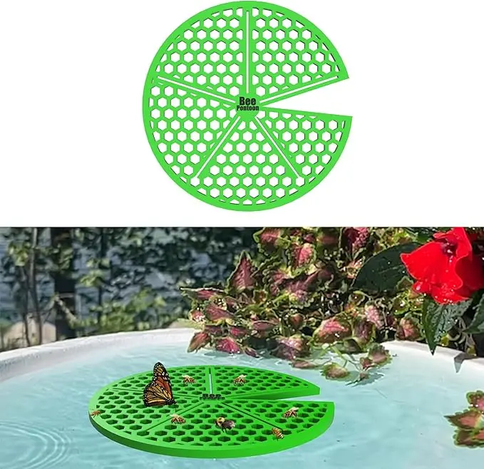 1 Pc - Bee Watering Station, Butterfly Watering Station, Garden Decor - Lilypad - Green