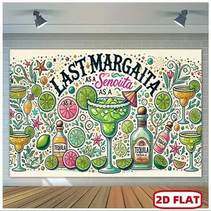 1pc 2D Flat Last Margarita Western Theme Party Banner - Vibrant Tequila & Lime Design Polyester Backdrop for Birthdays, Weddings, Outdoor Celebrations - Photo Tapestry Decor, Margarita Party Decor