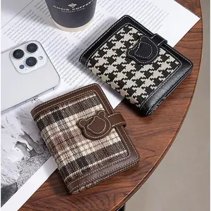 Women's Wallet Fashionable Short And Large-capacity Card Bag Pull-out Small Wallet Black Color Simple For Cute Kawaii Girls Bags